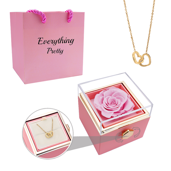 Eternal Rose Box - W/ Engraved Necklace & Real Rose.