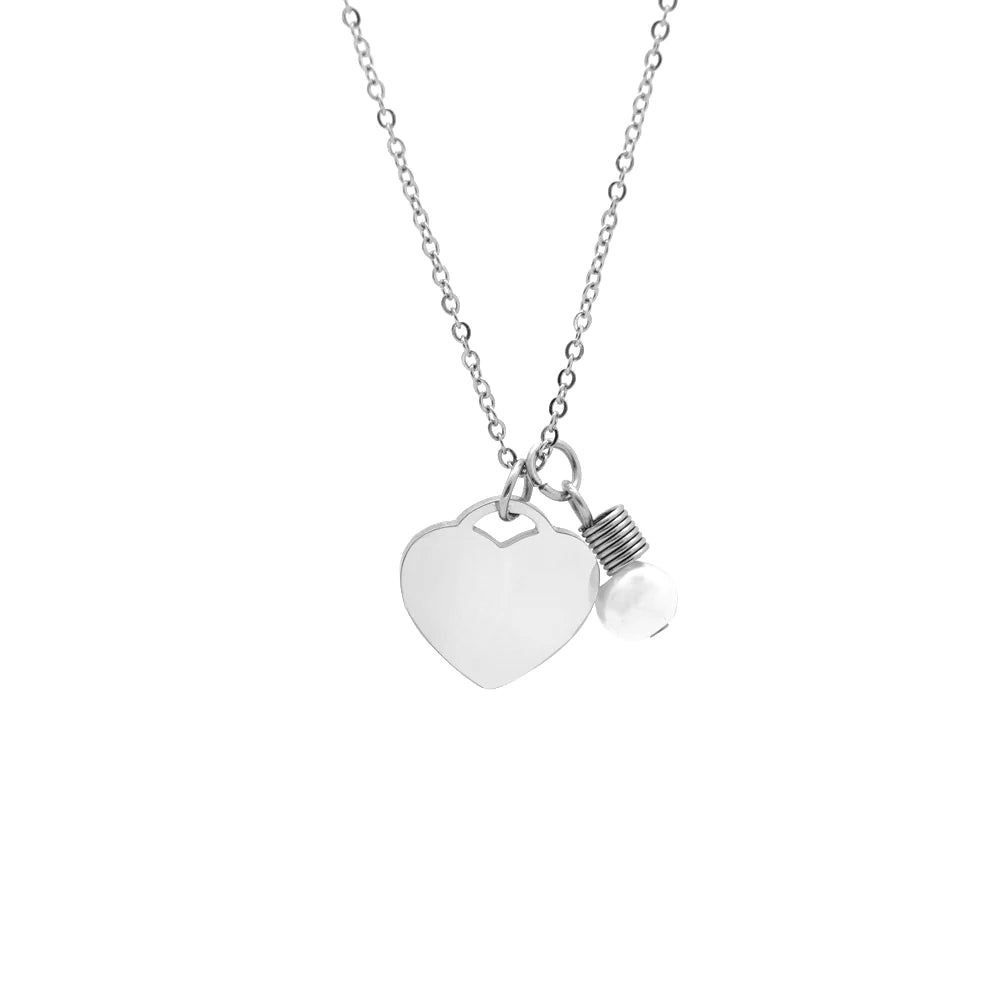 Custom Heart Pendant Necklace W/ Natural Pearl