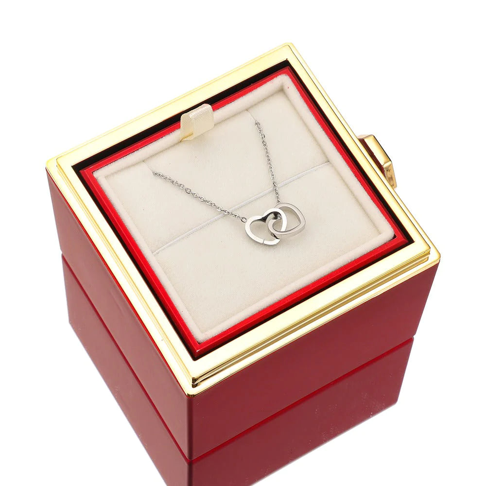 ETERNAL ROSE BOX - W/ ENGRAVED NECKLACE & REAL ROSE.