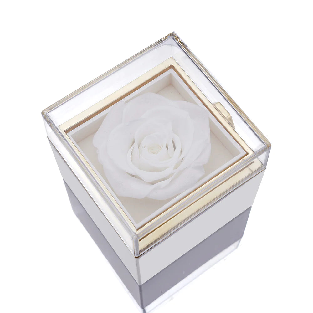 ETERNAL ROSE BOX - W/ ENGRAVED NECKLACE & REAL ROSE.