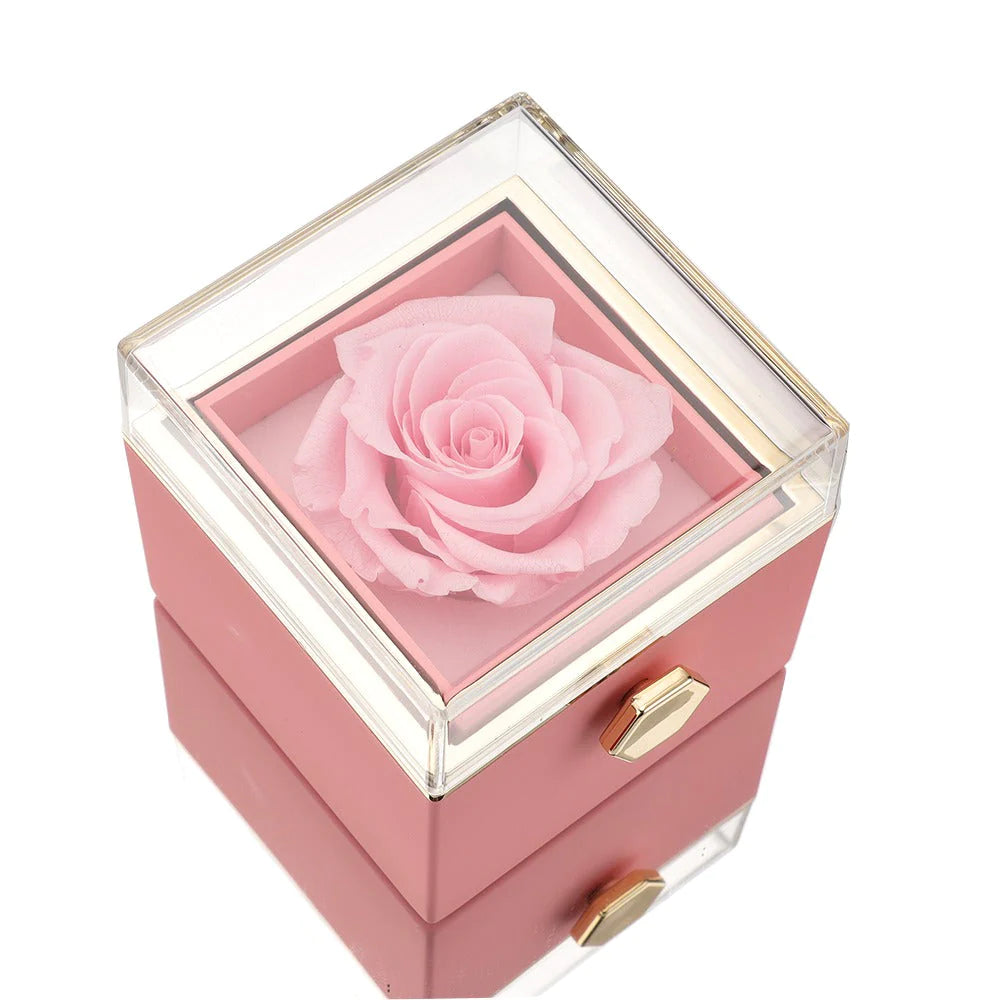 ETERNAL ROSE BOX - W/ ENGRAVED NECKLACE & REAL ROSE.