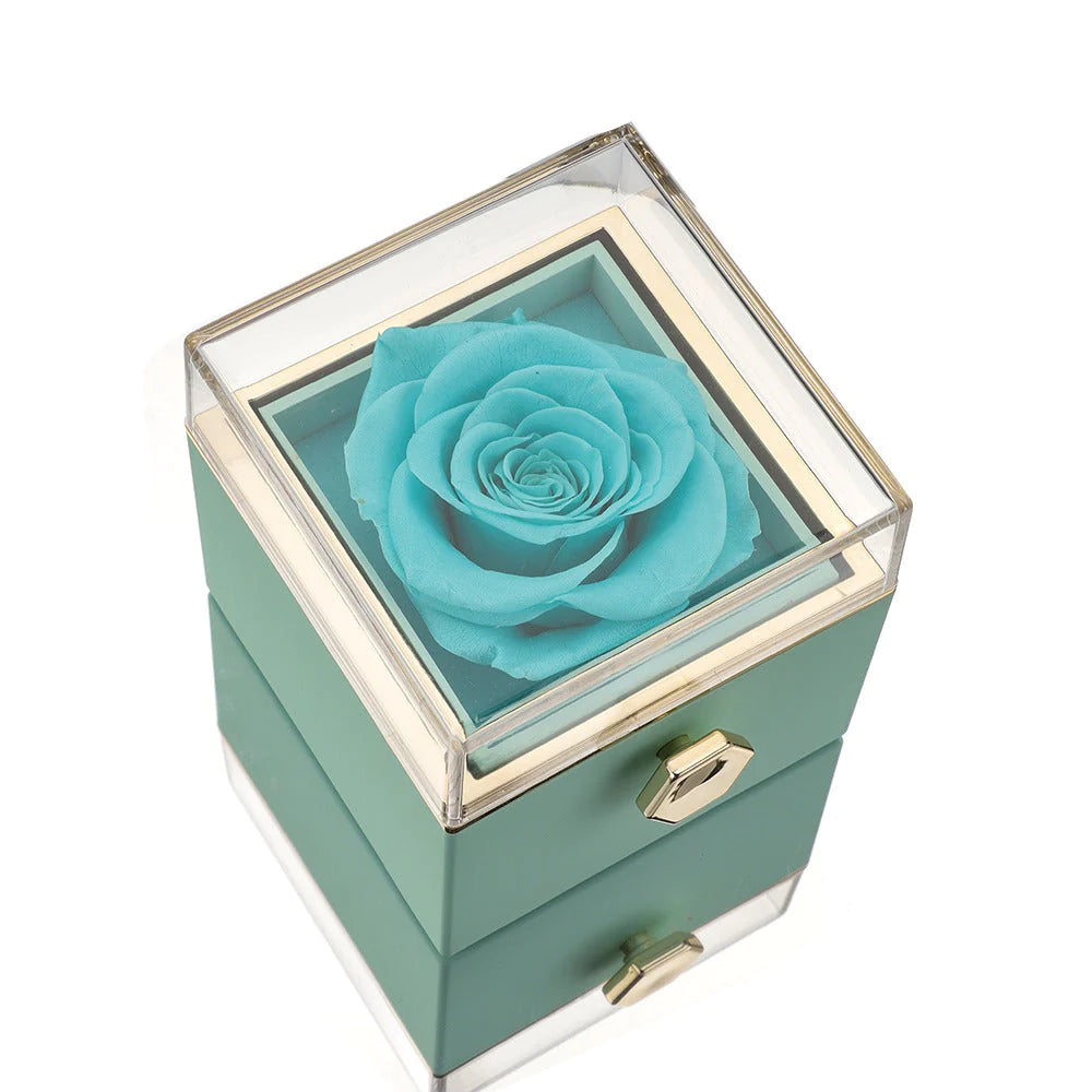 ETERNAL ROSE BOX - W/ ENGRAVED NECKLACE & REAL ROSE.