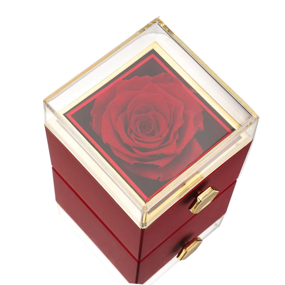 ETERNAL ROSE BOX - W/ ENGRAVED NECKLACE & REAL ROSE.