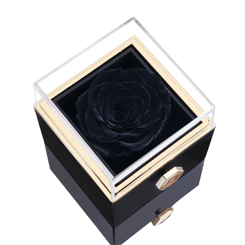 ETERNAL ROSE BOX - W/ ENGRAVED NECKLACE & REAL ROSE.