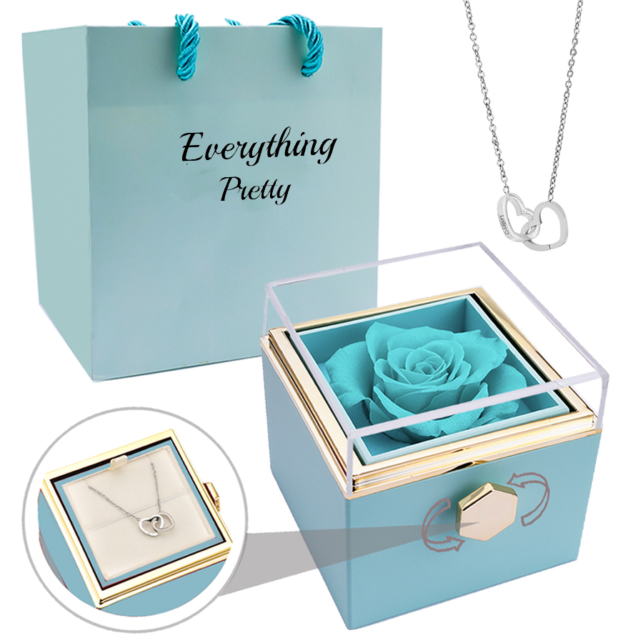 Eternal Rose Box - W/ Engraved Necklace & Real Rose.