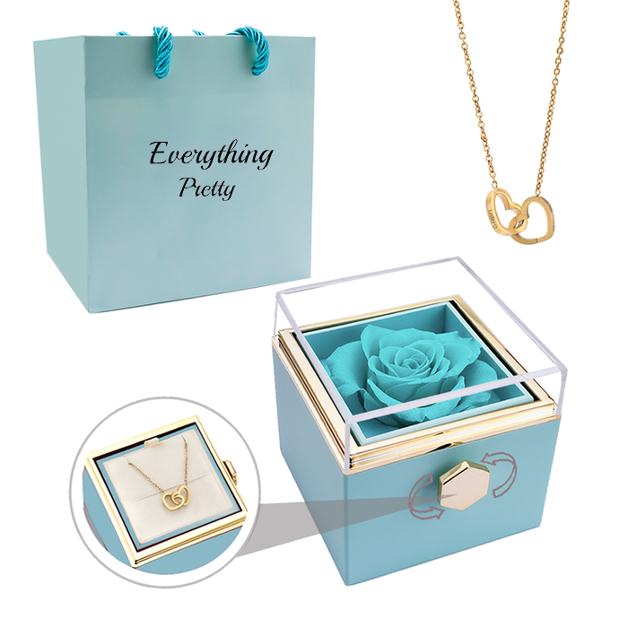 Eternal Rose Box - W/ Engraved Necklace & Real Rose.