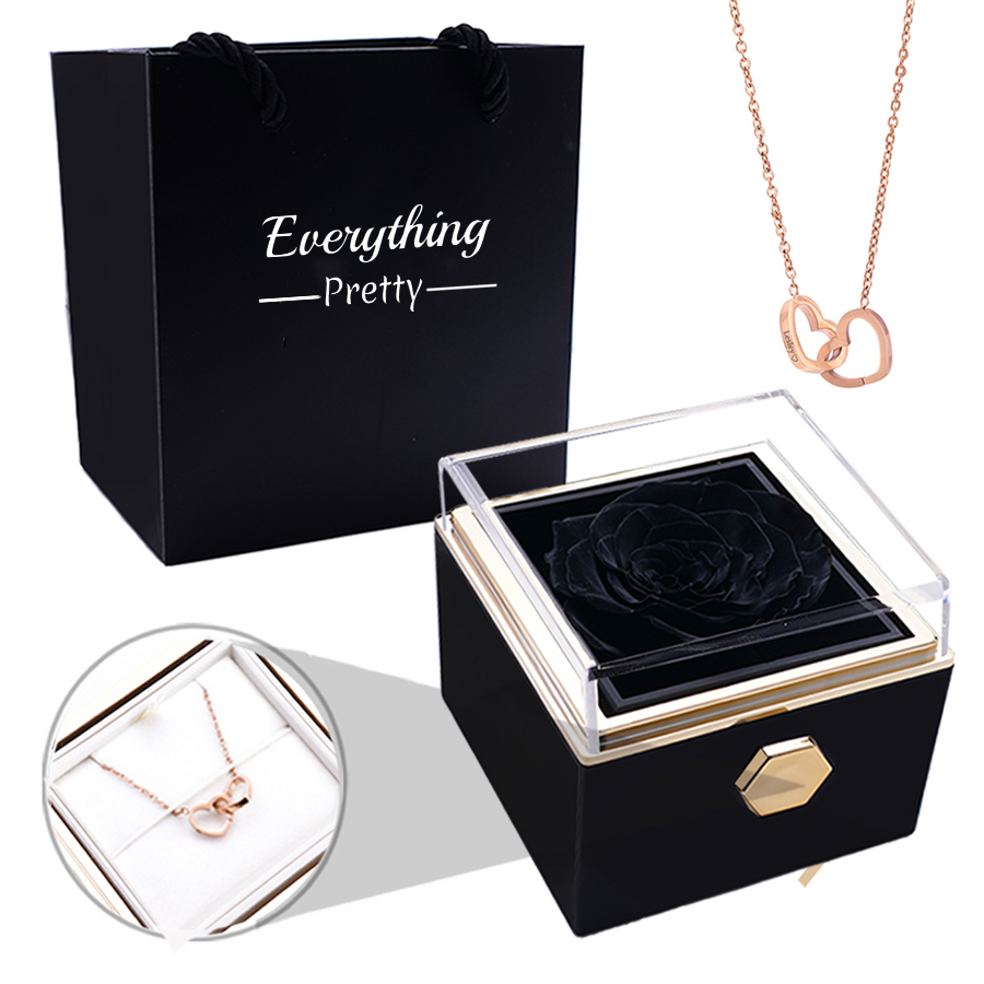 Eternal Rose Box - W/ Engraved Necklace & Real Rose.