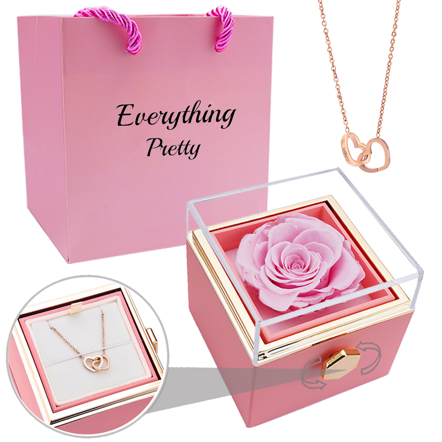 Eternal Rose Box - W/ Engraved Necklace & Real Rose.