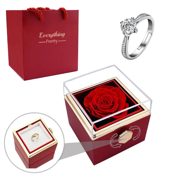 Eternal Rose Box - W/ S925 Ring & Real Rose