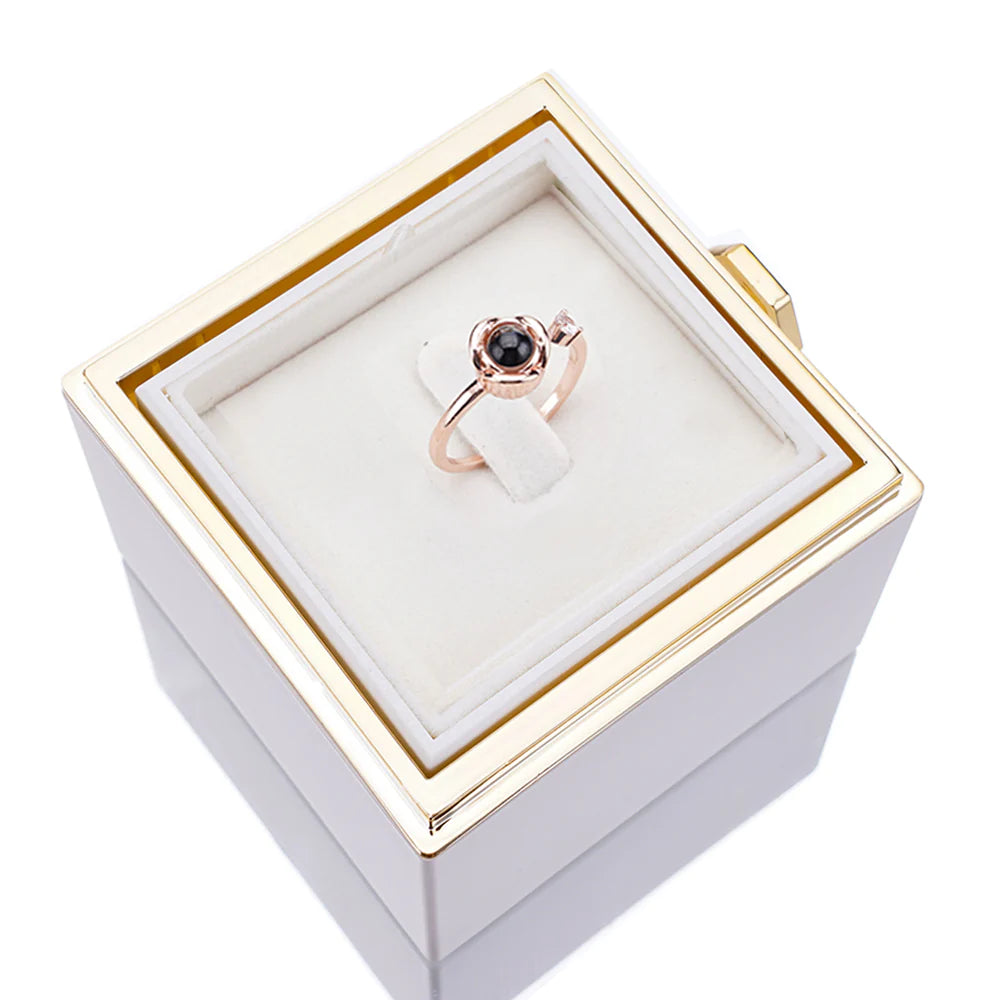 Eternal Rose Box - W/ Projection Ring & Real Rose