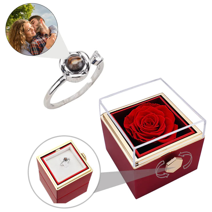 Eternal Rose Box - W/ Projection Ring & Real Rose