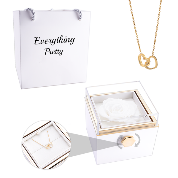 Eternal Rose Box - W/ Engraved Necklace & Real Rose.