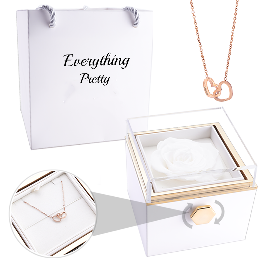 Eternal Rose Box - W/ Engraved Necklace & Real Rose.