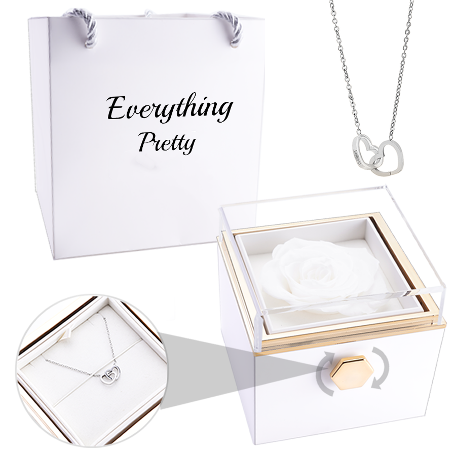 ETERNAL ROSE BOX - W/ ENGRAVED NECKLACE & REAL ROSE.